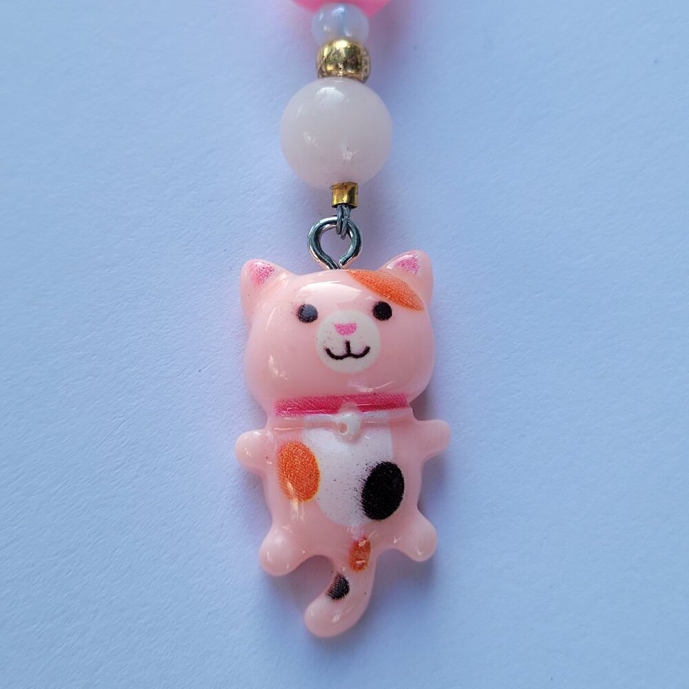 Pink Cat Keychain - Handmade - Picture 2 of 8